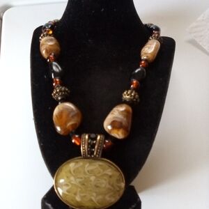 Chico's Bold Brown and Gold Statement Necklace